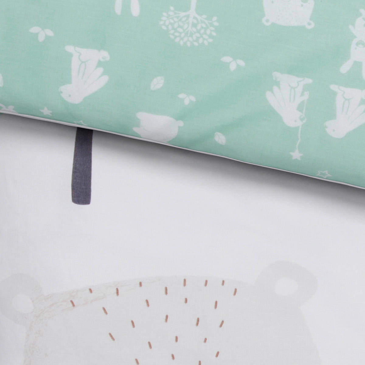 BABYBETTWÄSCHE 100/135 cm  - Weiß/Mintgrün, Basics, Textil (100/135cm) - Zöllner