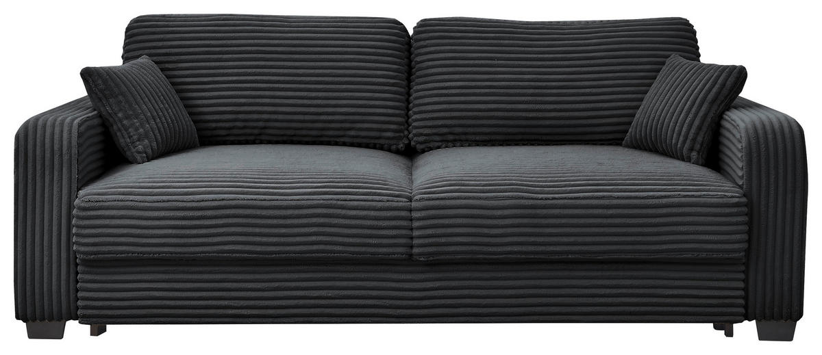 SCHLAFSOFA in Cord Schwarz  - Schwarz, Konventionell, Kunststoff/Textil (235/89/92cm) - MID.YOU