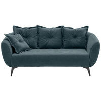 2,5-SITZER in Mikrofaser Blau  - Blau/Schwarz, Modern, Textil/Metall (196/94/103cm) - Livetastic