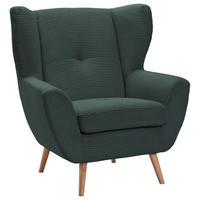 OHRENSESSEL in Cord Dunkelgrün  - Dunkelgrün/Eichefarben, Design, Holz/Textil (90/102/90cm) - Stylife