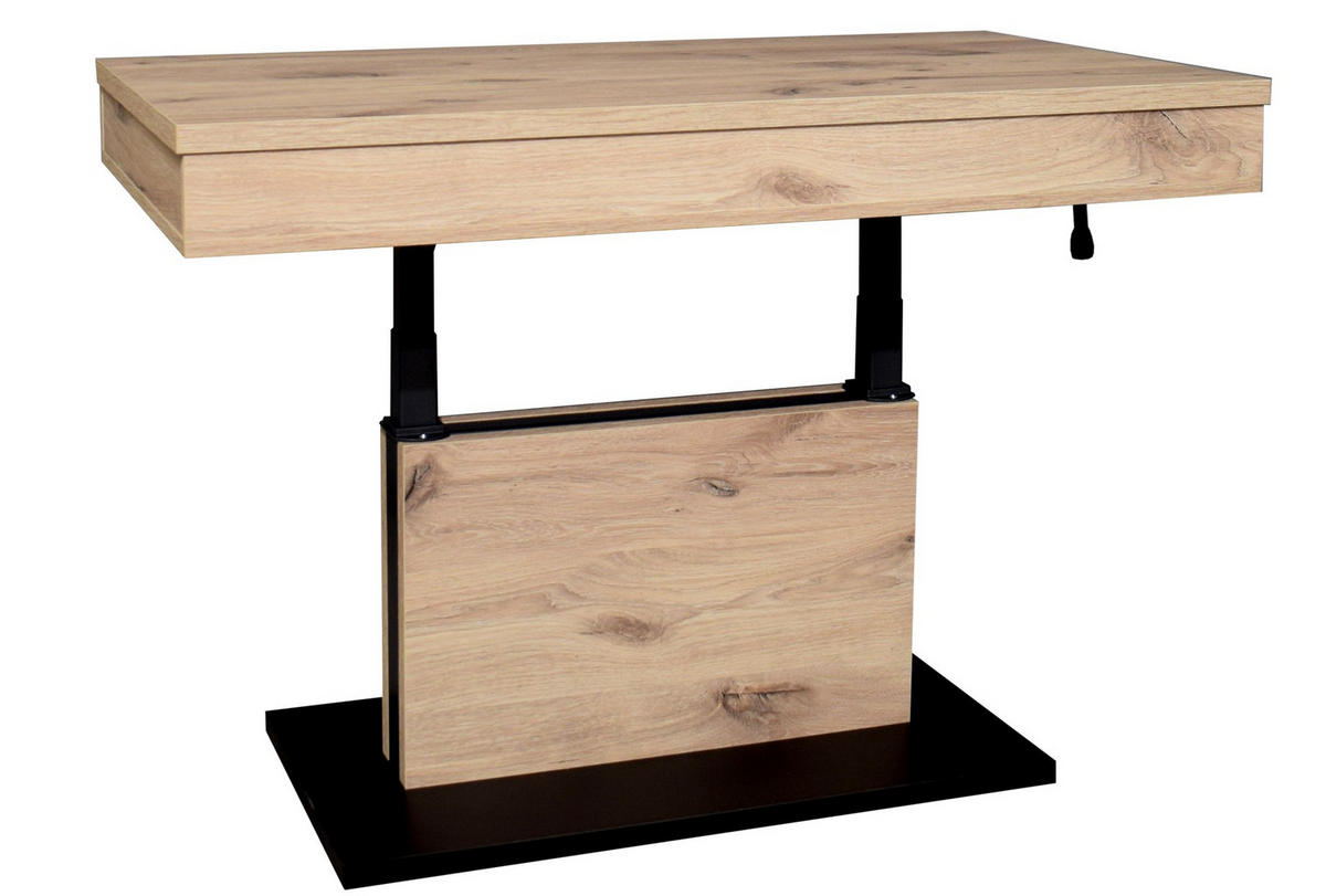 COUCHTISCH in Metall, Holzwerkstoff  - Eichefarben/Schwarz, Design, Holzwerkstoff/Metall (110/58-77/60cm) - MID.YOU