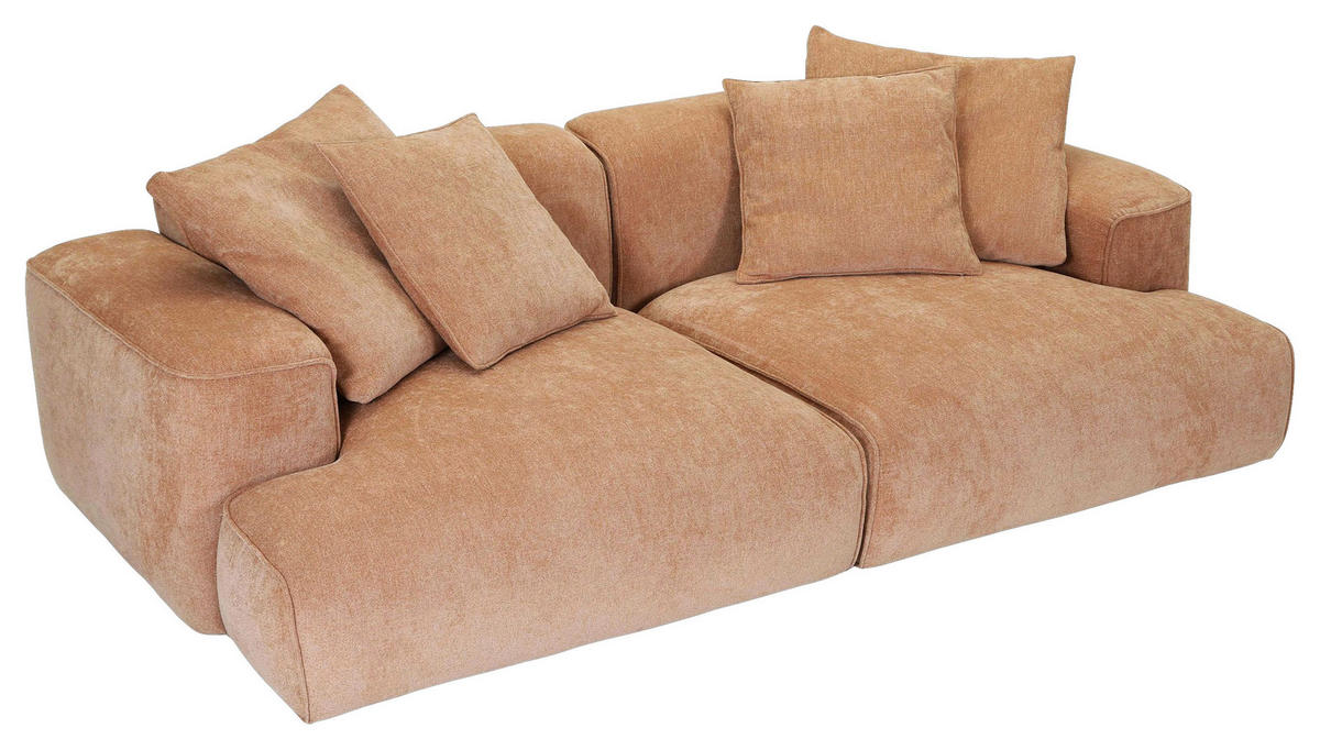 MEGASOFA Flachgewebe Aprikose  - Aprikose/Schwarz, MODERN, Kunststoff/Textil (270/77/140cm) - Lomoco