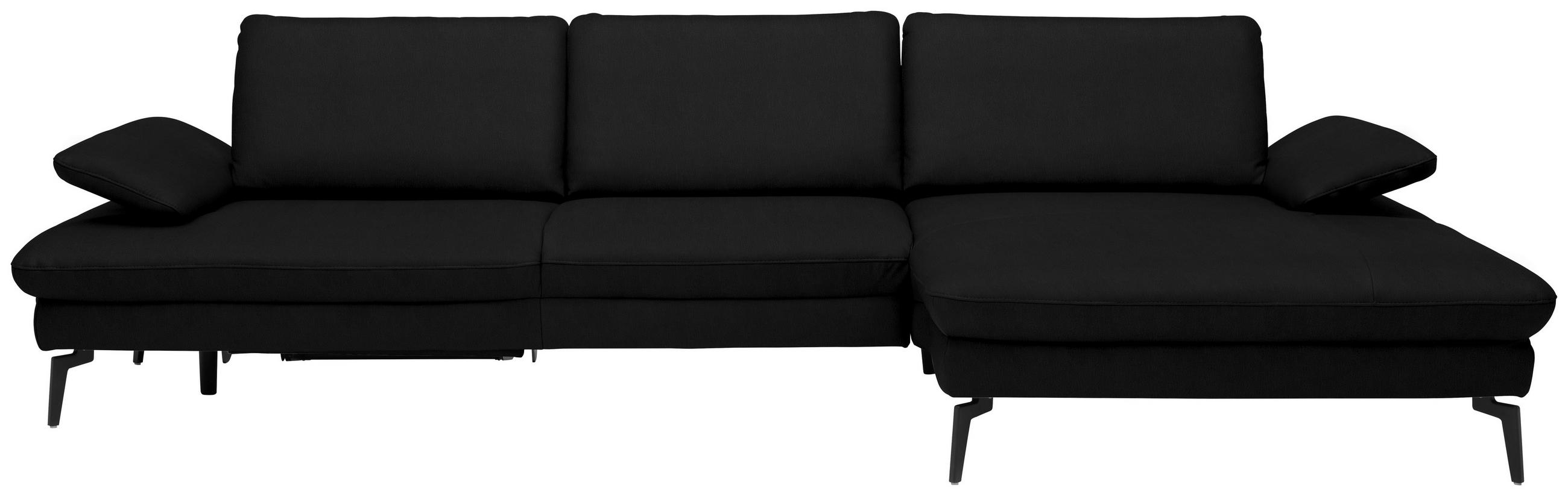 ECKSOFA in Echtleder Schwarz  - Schwarz, Design, Leder/Metall (325/157cm) - Dieter Knoll