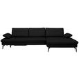 ECKSOFA in Echtleder Schwarz  - Schwarz, Design, Leder/Metall (325/157cm) - Dieter Knoll