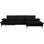 ECKSOFA in Echtleder Schwarz  - Schwarz, Design, Leder/Metall (325/157cm) - Dieter Knoll