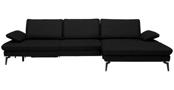 ECKSOFA in Echtleder Schwarz  - Schwarz, Design, Leder/Metall (325/157cm) - Dieter Knoll