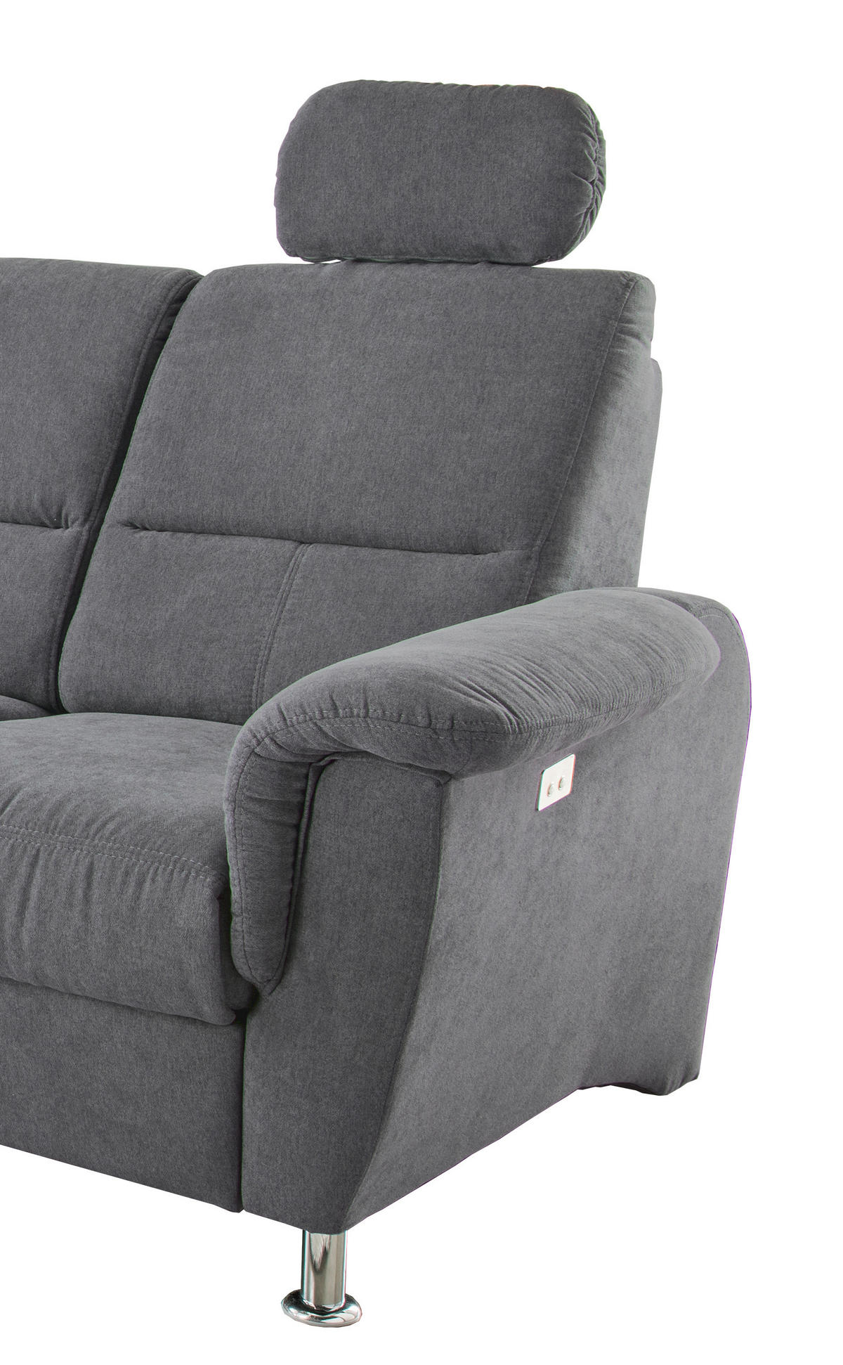 ECKSOFA Anthrazit Mikrofaser  - Chromfarben/Anthrazit, KONVENTIONELL, Textil/Metall (165/292cm) - Livetastic