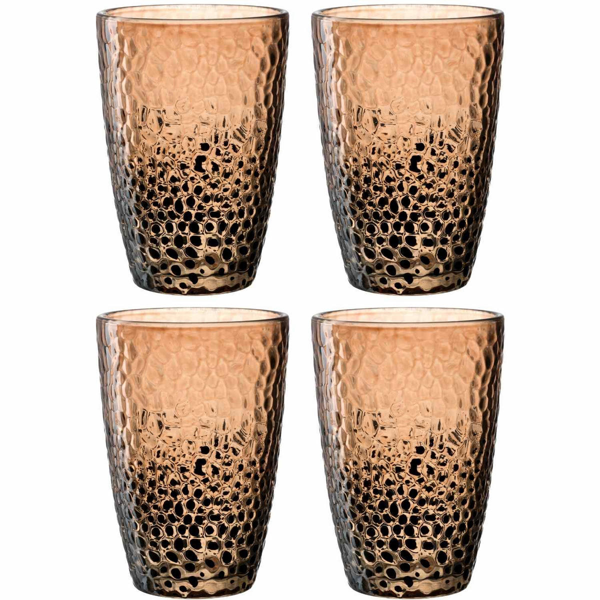 GLÄSERSET Matera 4-teilig  - Sandfarben, Design, Glas (8,4/12/8,4cm) - Leonardo