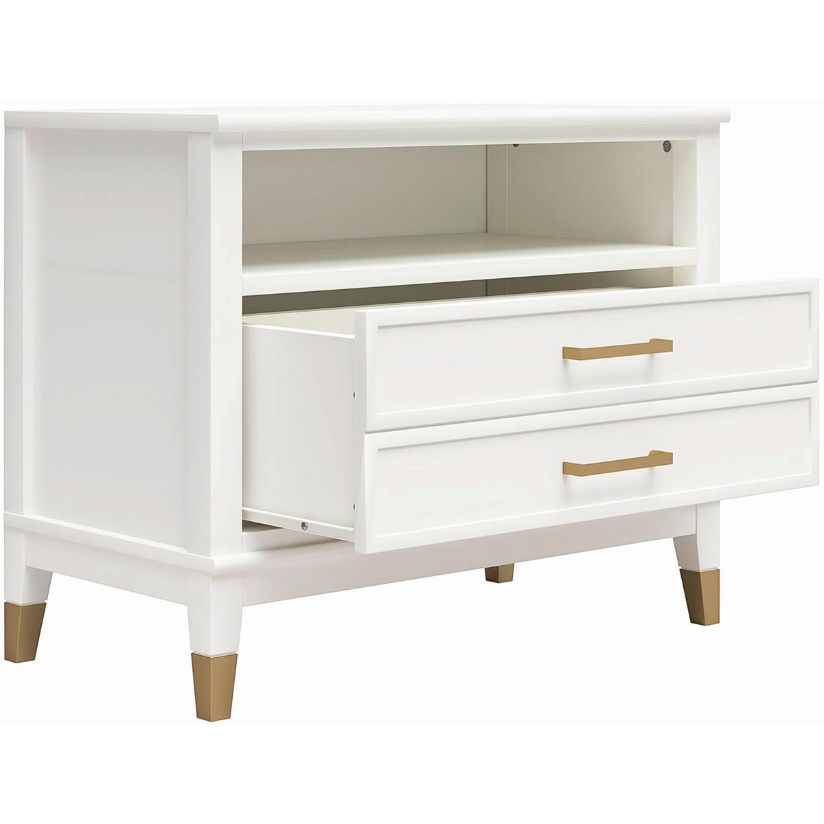 NACHTTISCH 74/60/39 cm  in Weiß  - Messingfarben/Weiß, Design, Holzwerkstoff/Metall (74/60/39cm) - MID.YOU