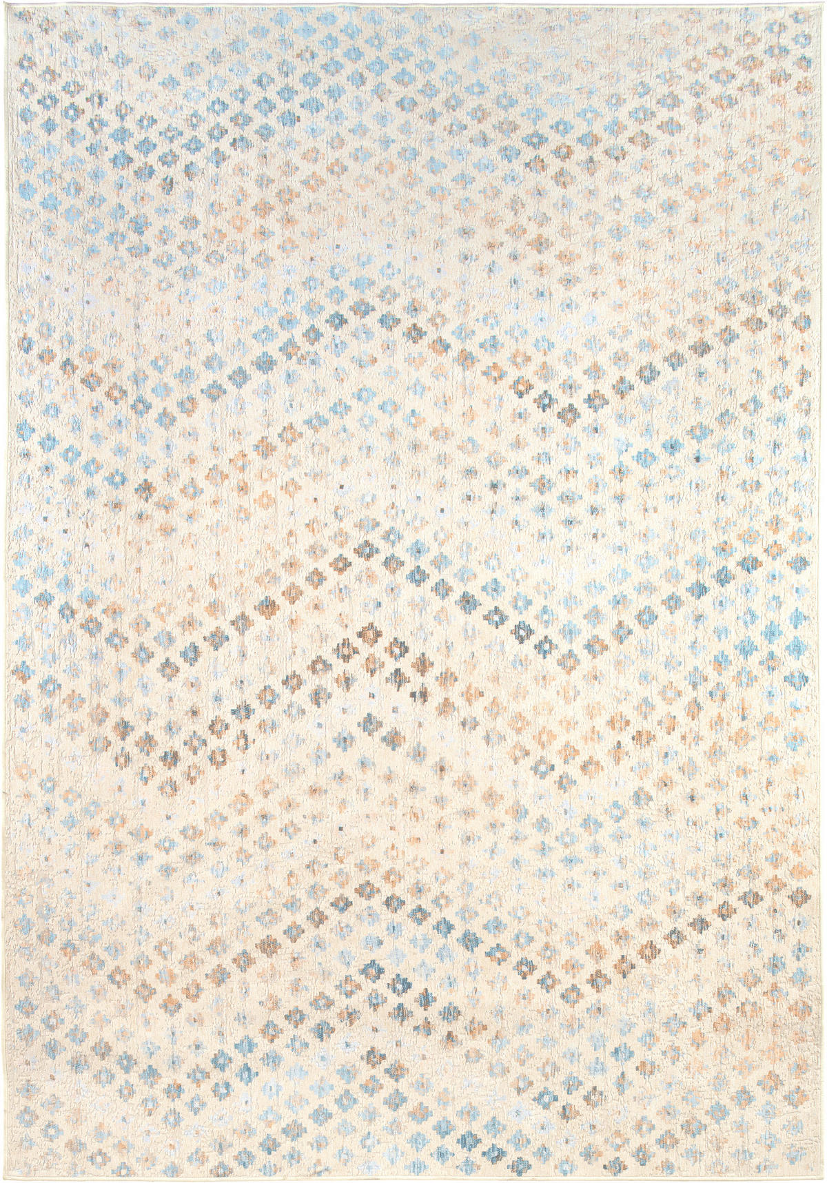 VINTAGE-TEPPICH Ondea Zigira 200/290 cm  in Creme, Pastellblau, Cognac  - Pastellblau/Cognac, Trend, Kunststoff/Textil (200/290cm) - Lindorug