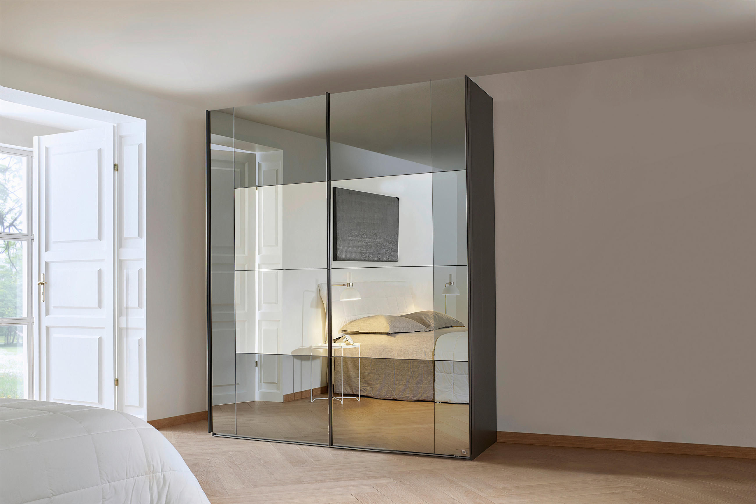 SCHWEBETÜRENSCHRANK 181/223/68 cm 2-türig Graphitfarben  - Graphitfarben, Design, Glas/Holzwerkstoff (181/223/68cm) - Xora