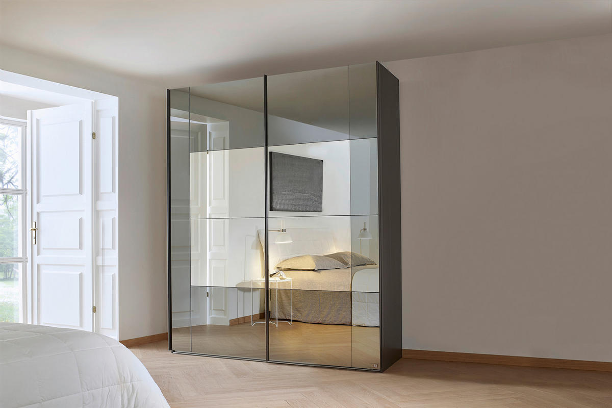 SCHWEBETÜRENSCHRANK 181/223/68 cm 2-türig Graphitfarben  - Graphitfarben, Design, Glas/Holzwerkstoff (181/223/68cm) - Xora