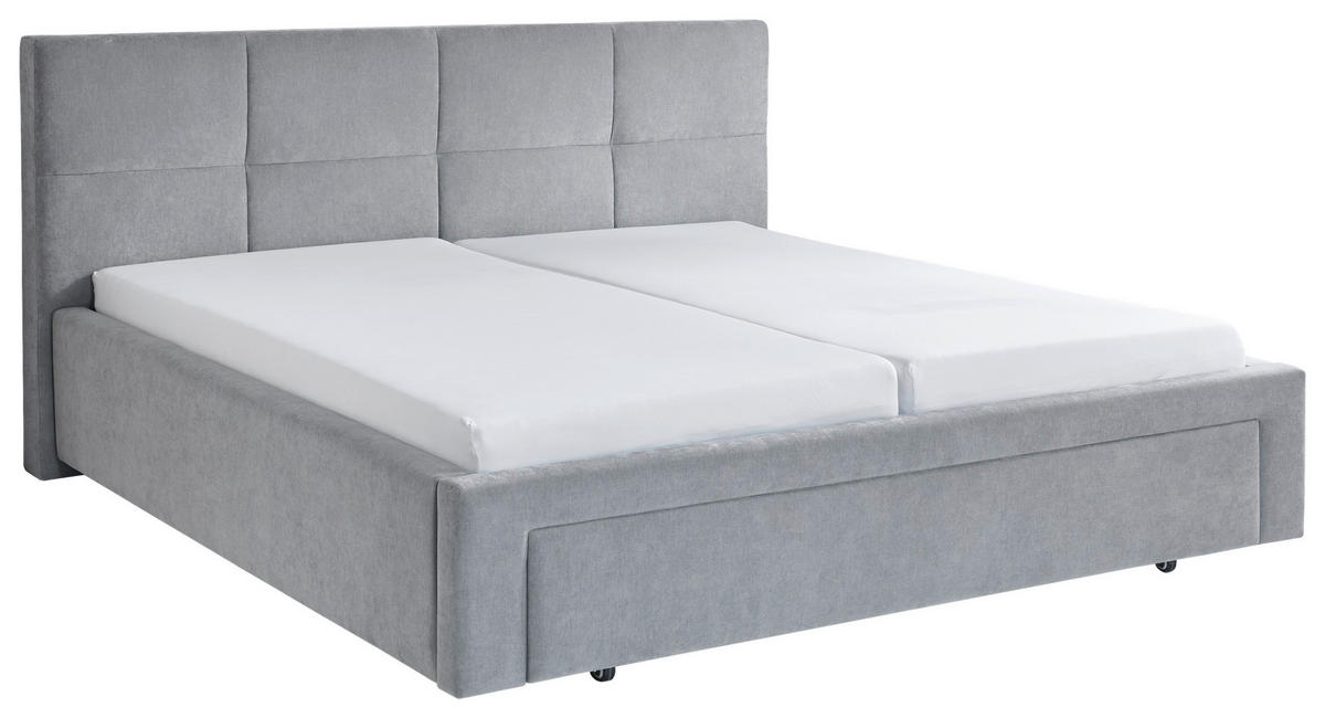 POLSTERBETT 180/200 cm,  in Grau, Bettschublade,  - Schwarz/Grau, Design, Kunststoff/Textil (180/200cm) - Stylife