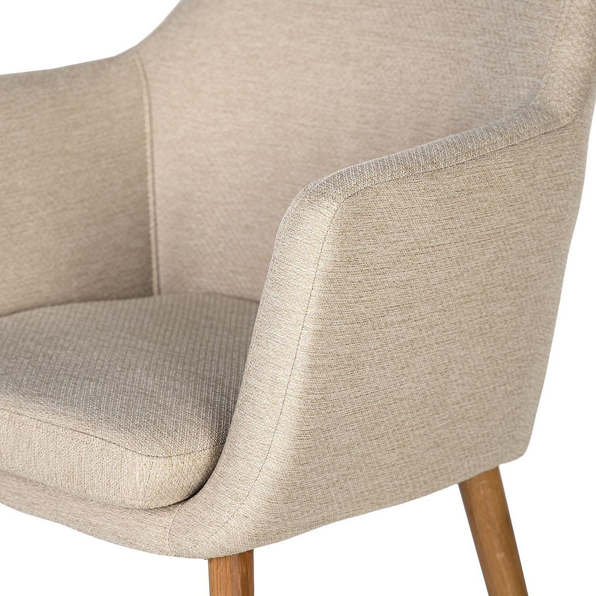 ARMLEHNSTUHL  in Webstoff  - Eichefarben/Beige, MODERN, Holz/Textil (58/84/58cm) - home24