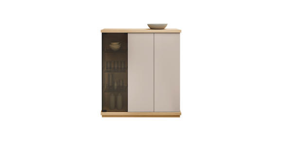 HIGHBOARD Rosa, Eichefarben, Beige  117/128/38 cm  - Eichefarben/Beige, Design, Glas/Holz (117/128/38cm) - Belluti