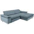 ECKSOFA in Mikrofaser Blaugrau  - Chromfarben/Blaugrau, Design, Textil/Metall (265/180cm) - Carryhome