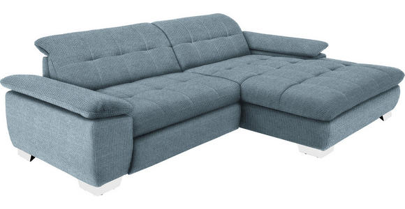 ECKSOFA in Mikrofaser Blaugrau  - Chromfarben/Blaugrau, Design, Textil/Metall (265/180cm) - Carryhome