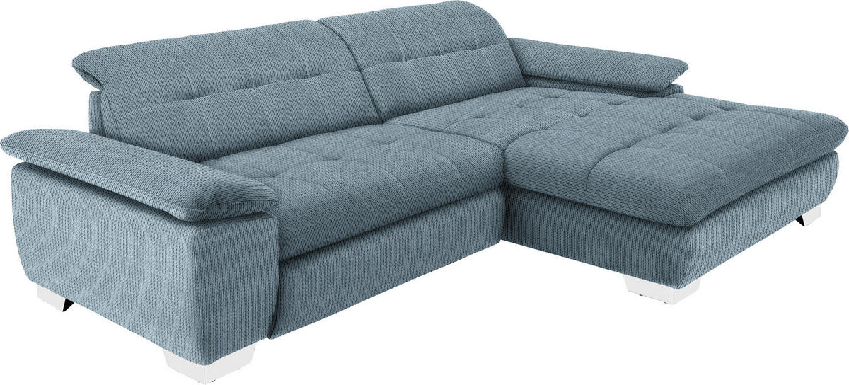 ECKSOFA in Mikrofaser Blaugrau  - Chromfarben/Blaugrau, Design, Textil/Metall (265/180cm) - Carryhome