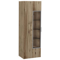 VITRINA, furnirano, večslojna plošča iz masivnega lesa (panelna plošča) star les, divji hrast stari hrast - stari hrast, Natur, steklo/les (64/194/42,3cm)