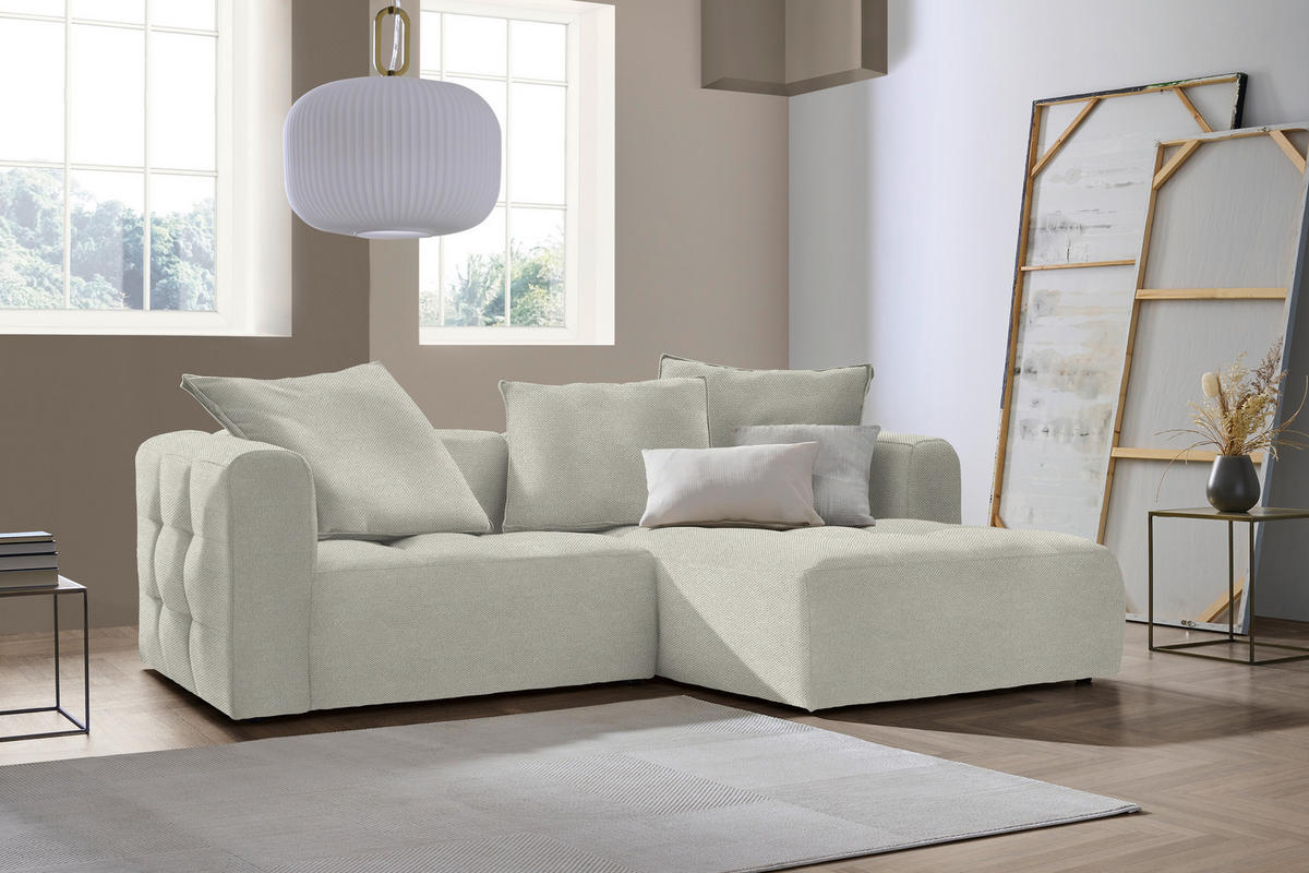 ECKSOFA in Webstoff Weiss  - Weiss/Schwarz, Lifestyle, Kunststoff/Textil (240/173cm) - Stylife