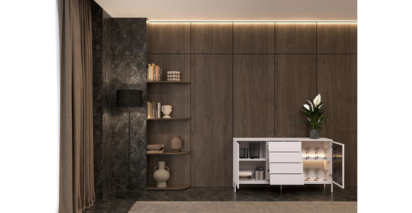 SIDEBOARD  153,6/83/38 cm 4 Schublade(n)  - Kaschmir, KONVENTIONELL, Glas/Holzwerkstoff (153,6/83/38cm) - Xora