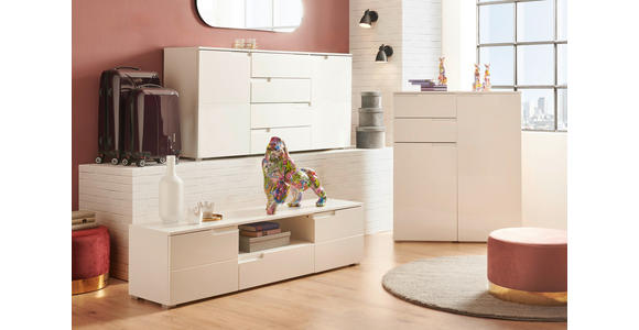 SIDEBOARD Spice in 165/80/40 cm - Weiß Hochglanz/Silberfarben, Design, Holzwerkstoff/Kunststoff (165/80/40cm) - Carryhome