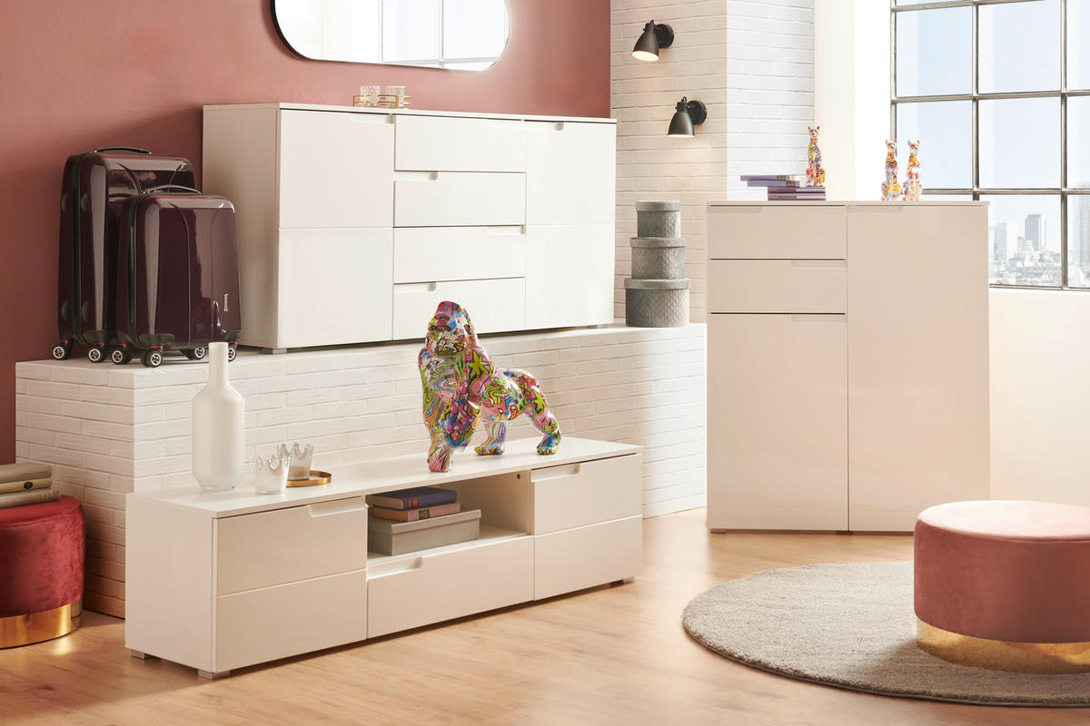 SIDEBOARD 165/80/40 cm  in Weiss Hochglanz, Weiss  - Weiss Hochglanz/Weiss, Design, Holzwerkstoff/Kunststoff (165/80/40cm) - Carryhome