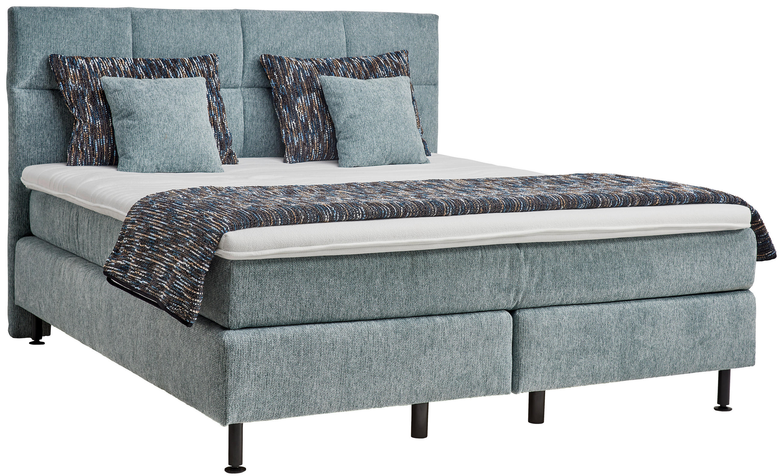 BOXSPRINGBETT 180/200 cm in Hellblau - Schwarz/Hellblau, Design, Kunststoff/Textil (180/200cm) - Beldomo - Sleep