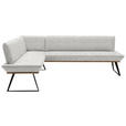 ECKBANK 183/243 cm  in Schwarz, Eichefarben, Beige  - Eichefarben/Beige, Design, Holz/Textil (183/243cm) - Voleo