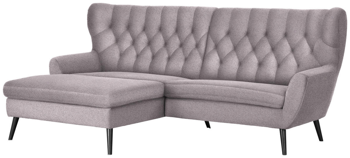 ECKSOFA in Flachgewebe Grau, Lila  - Lila/Schwarz, Design, Holz/Textil (165/237cm) - Stylife