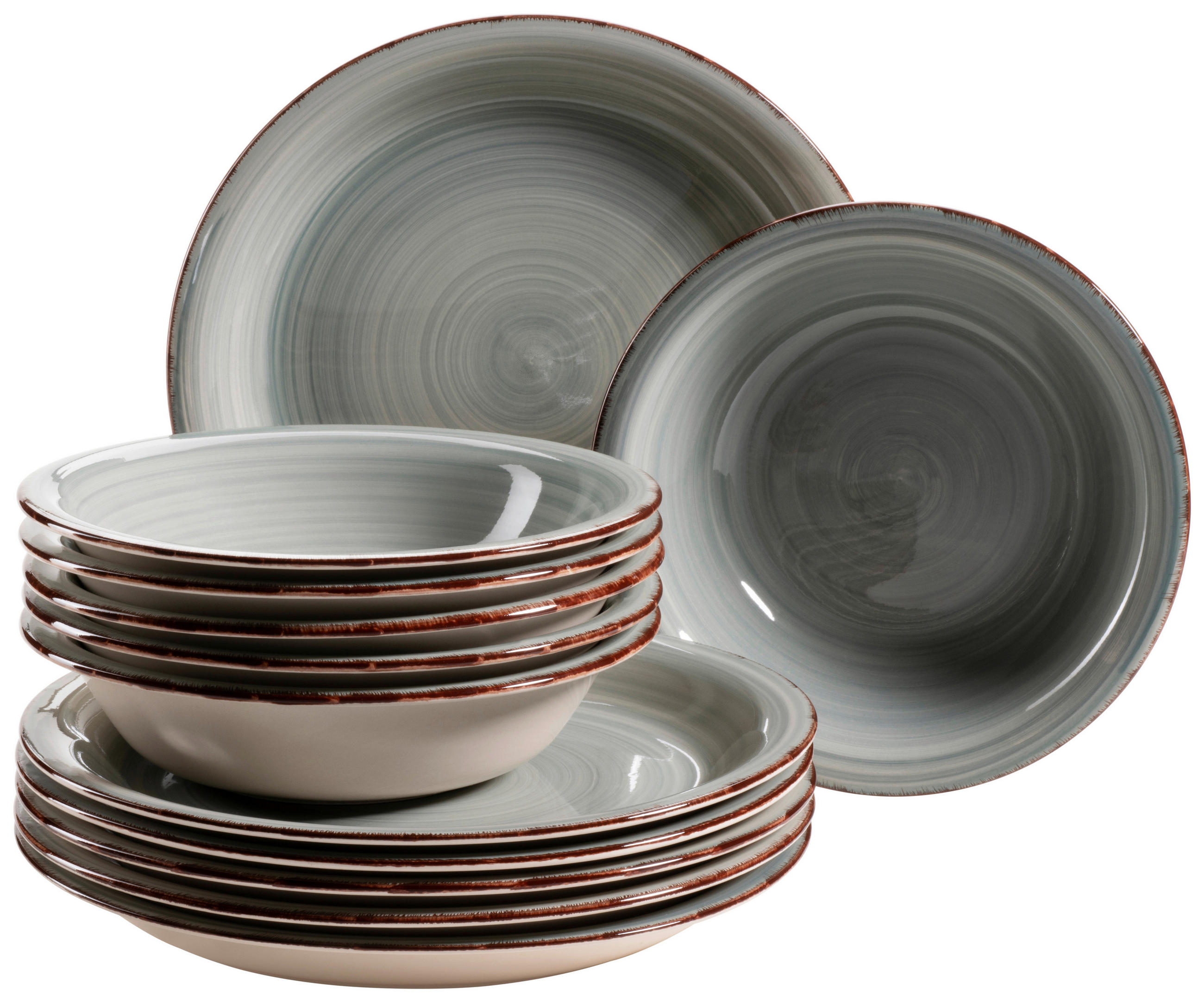 TAFELSERVICE LUMACA Grau 12-teilig  - Grau, Basics, Keramik - Mäser