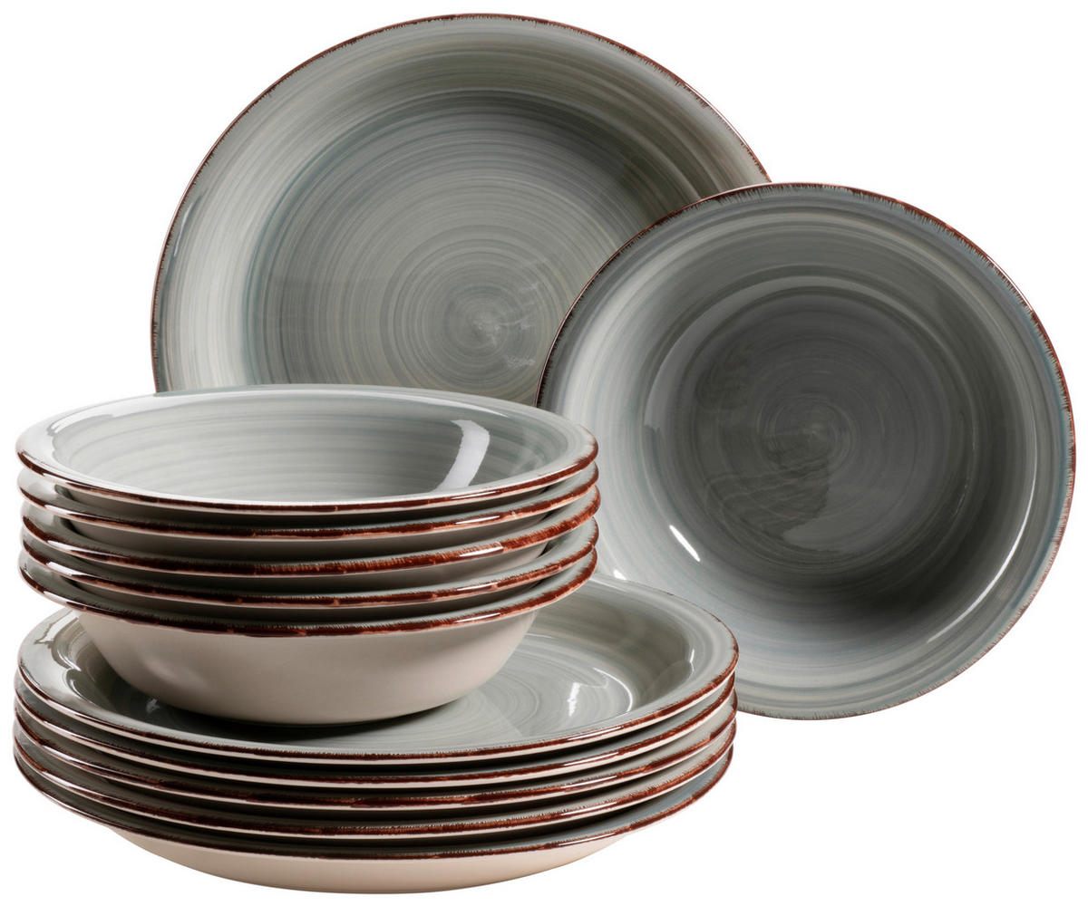 TAFELSERVICE LUMACA Grau 12-teilig  - Grau, Basics, Keramik - Mäser