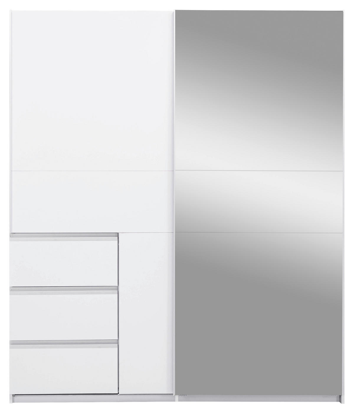 SCHIEBETÜRENSCHRANK 175/205/61,5 cm 2-türig Weiß  - Weiß, MODERN, Holzwerkstoff/Metall (175/205/61,5cm) - MID.YOU
