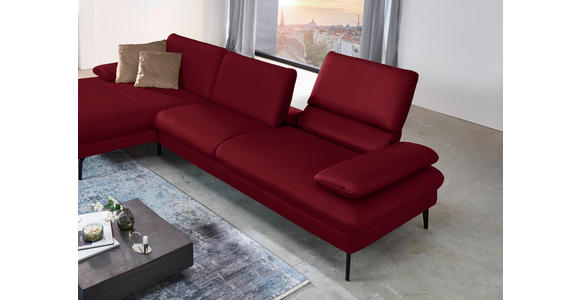 ECKSOFA in Echtleder Dunkelrot 157/325 cm - Schwarz/Dunkelrot, Design, Leder/Metall (157/325cm) - Dieter Knoll