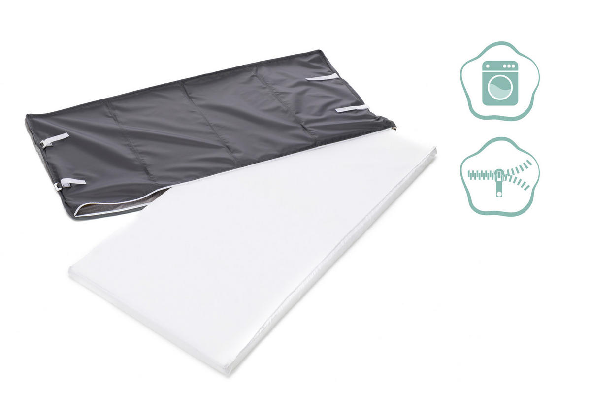 REISEBETT Schwarz, Hellgrau  - Hellgrau/Schwarz, Basics, Kunststoff/Textil (60/120cm) - Fillikid