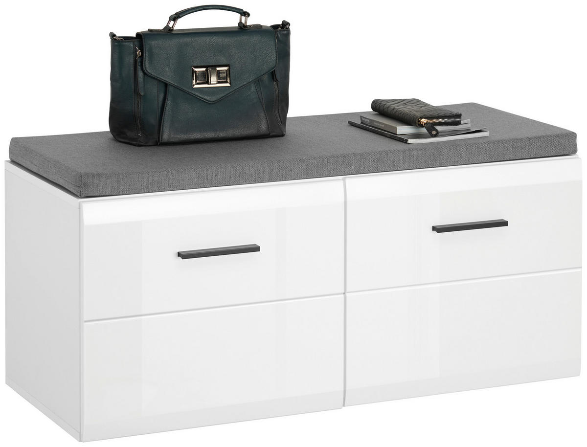 BOTNÍK S LAVICÍ, 100/47/41,6 cm - bílá/antracitová, Basics, kompozitní dřevo/plast (100/47/41,6cm) - Hom`in