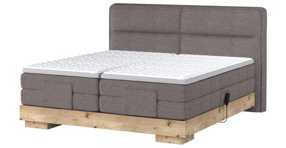 BOXSPRINGBETT 180/200 cm  in Eichefarben, Graubraun  - Eichefarben/Graubraun, Natur, Holz/Textil (180/200cm) - Valnatura