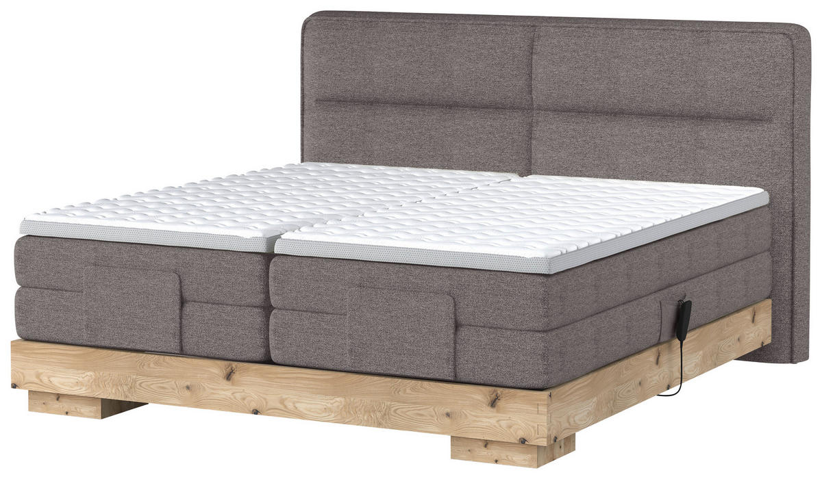 BOXSPRINGBETT 180/200 cm  in Graubraun, Eichefarben  - Eichefarben/Graubraun, Natur, Holz/Holzwerkstoff (180/200cm) - Valnatura