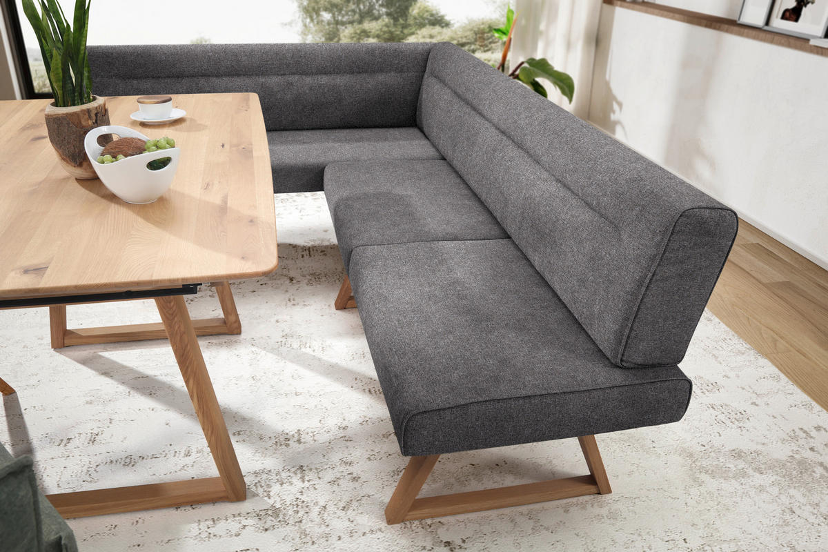 ECKBANK in Holz, Textil Grau, Eichefarben  - Eichefarben/Grau, Konventionell, Holz/Textil (170/230cm) - Moderano