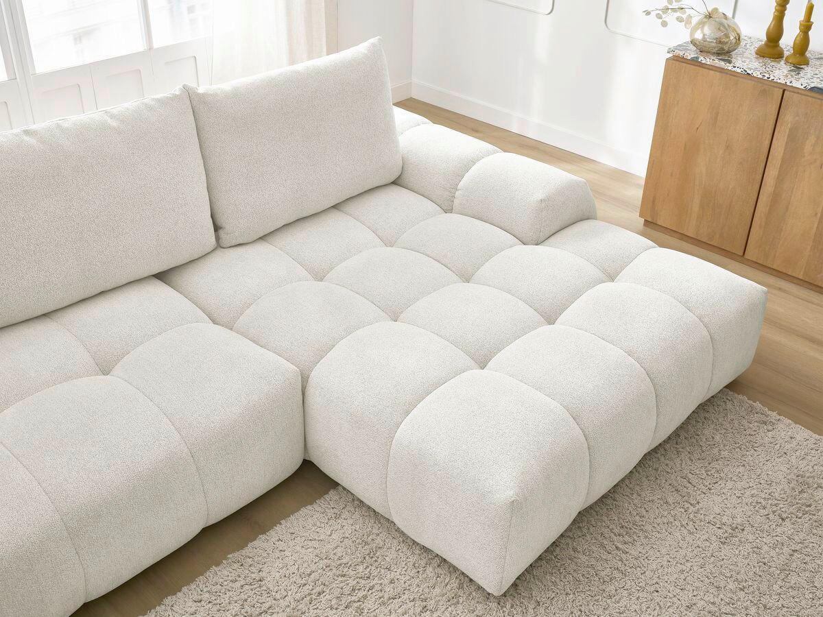 ECKSCHLAFSOFA EVEREST  mit Rücken echt, Armteil links, Armteil rechts Flachgewebe Weiß  - Schwarz/Weiß, MODERN, Kunststoff/Textil (318/180cm) - Livetastic