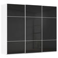 SCHWEBETÜRENSCHRANK 301/223/68 cm 3-türig Schwarz, Weiß  - Schwarz/Weiß, KONVENTIONELL, Glas/Holzwerkstoff (301/223/68cm) - Novel
