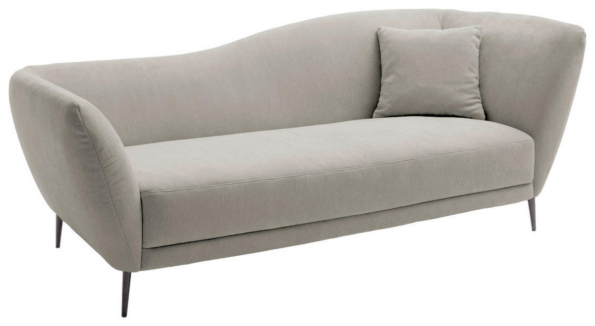 RÉCAMIERE Platinfarben Chenille Zierkissen, Rücken echt  - Platinfarben/Schwarz, KONVENTIONELL, Textil/Metall (224/70/97cm) - Hom`in