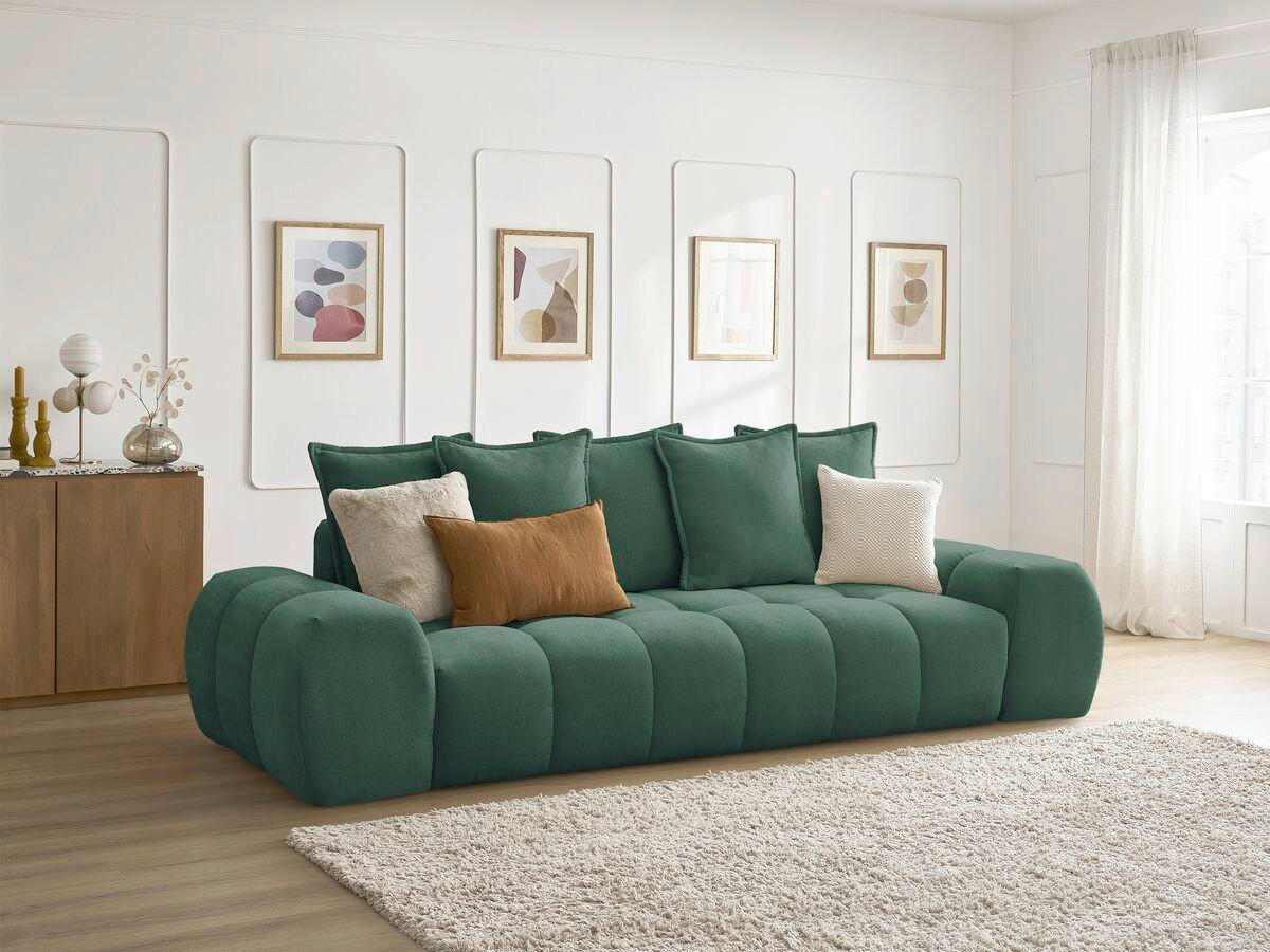 3-SITZER-SOFA EVEREST Struktur Grün  - Schwarz/Grün, MODERN, Kunststoff/Textil (278/90/115cm)