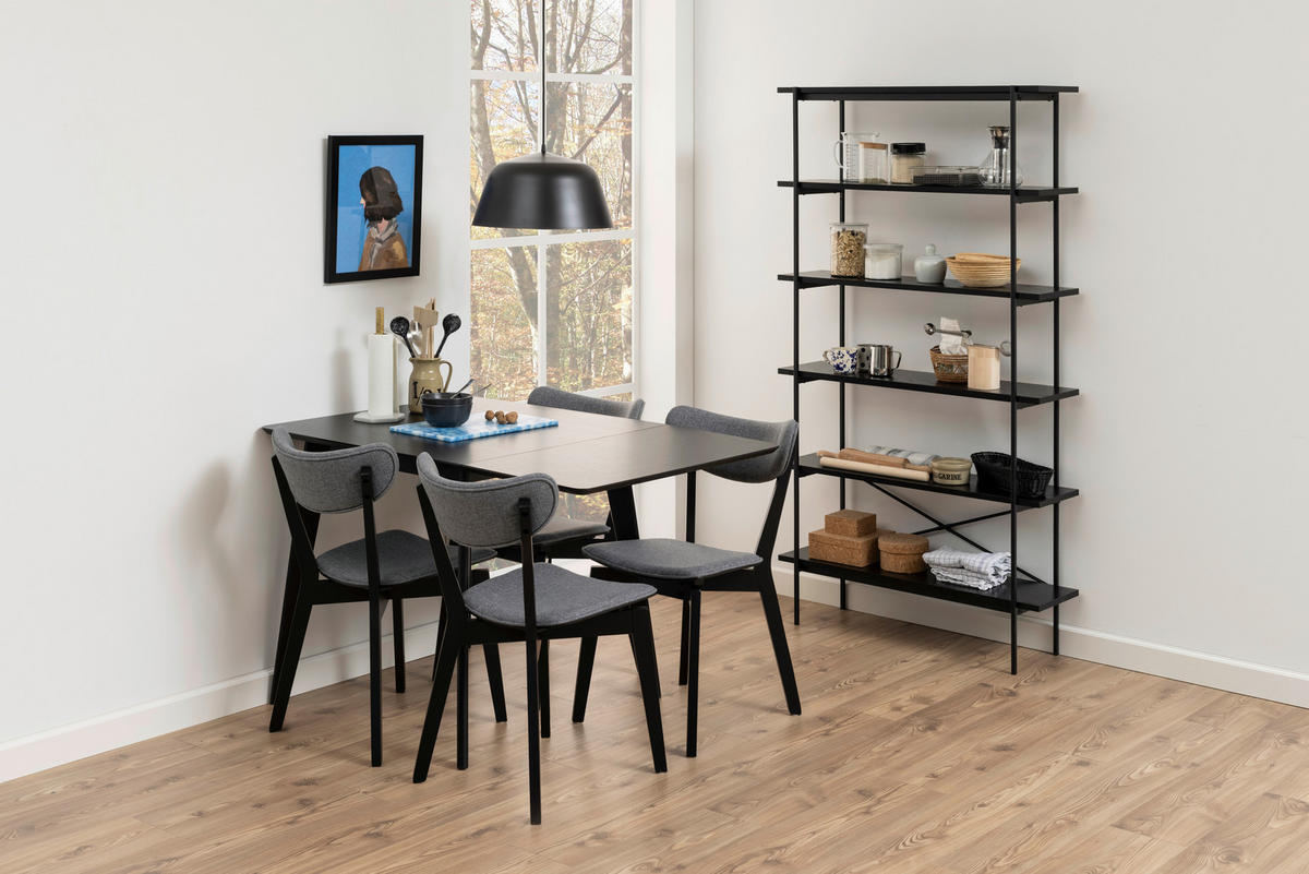 JEDILNA MIZA, furnirano les kavčukovca črna  - črna, Konvencionalno, leseni material/les (80-120/76/80cm) - MID.YOU