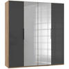 DREHTÜRENSCHRANK in Grau, Eichefarben  - Eichefarben/Grau, Modern, Glas/Holzwerkstoff (200/216/58cm) - MID.YOU