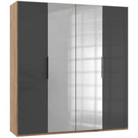 DREHTÜRENSCHRANK in Grau, Eichefarben  - Eichefarben/Grau, Modern, Glas/Holzwerkstoff (200/216/58cm) - MID.YOU