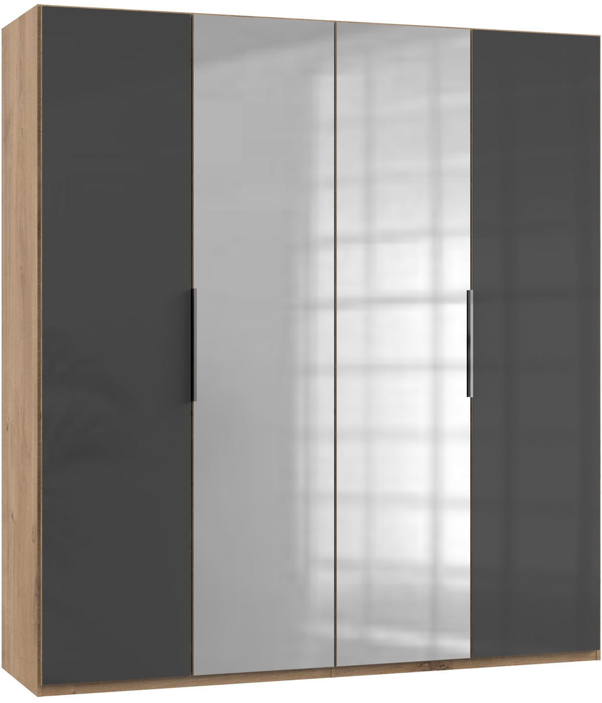 DREHTÜRENSCHRANK in Grau, Eichefarben  - Eichefarben/Grau, Modern, Glas/Holzwerkstoff (200/216/58cm) - MID.YOU