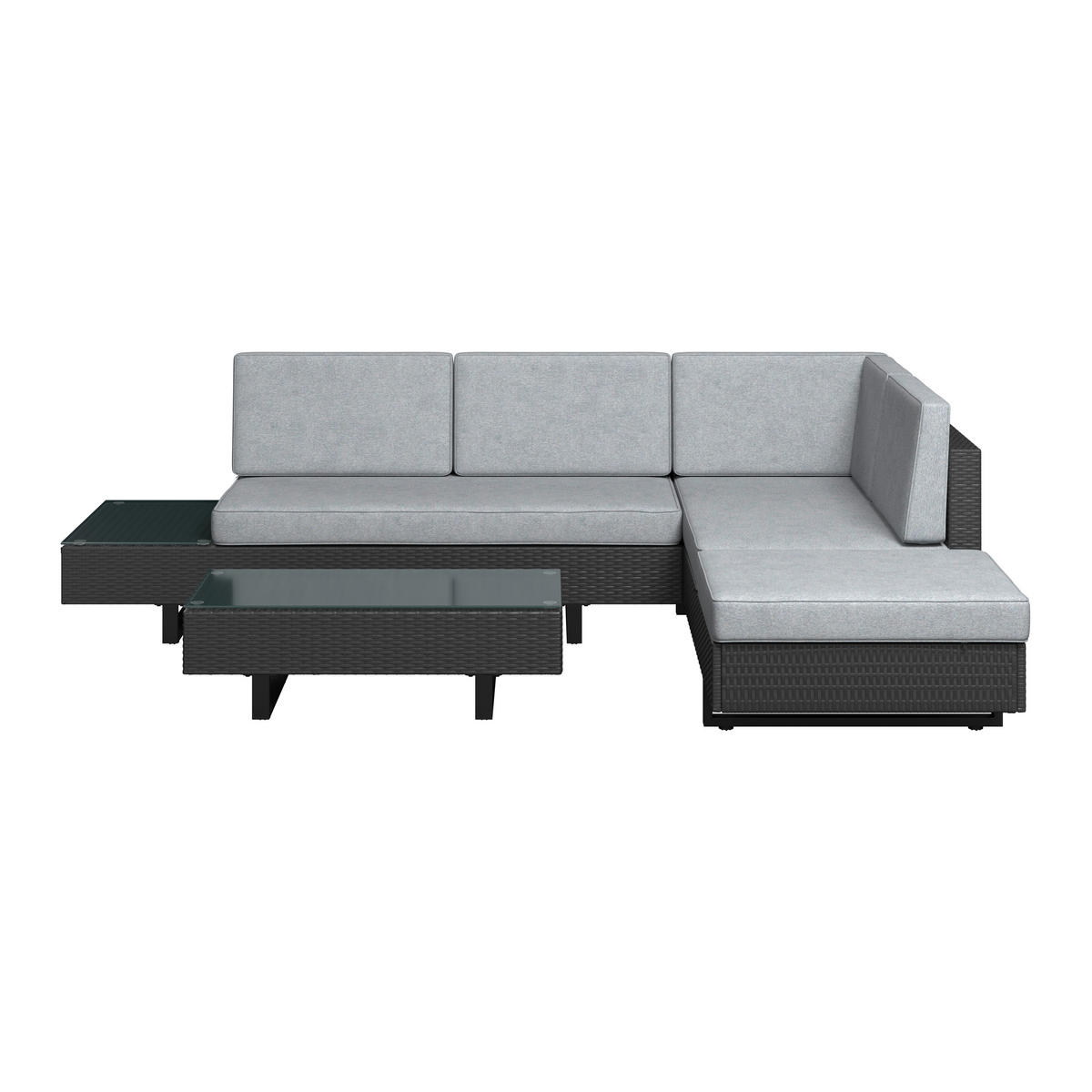 LOUNGEGARNITUR 228/188 cm Stahl  - Schwarz/Grau, KONVENTIONELL, Kunststoff/Textil (228/188cm) - Ambia Garden