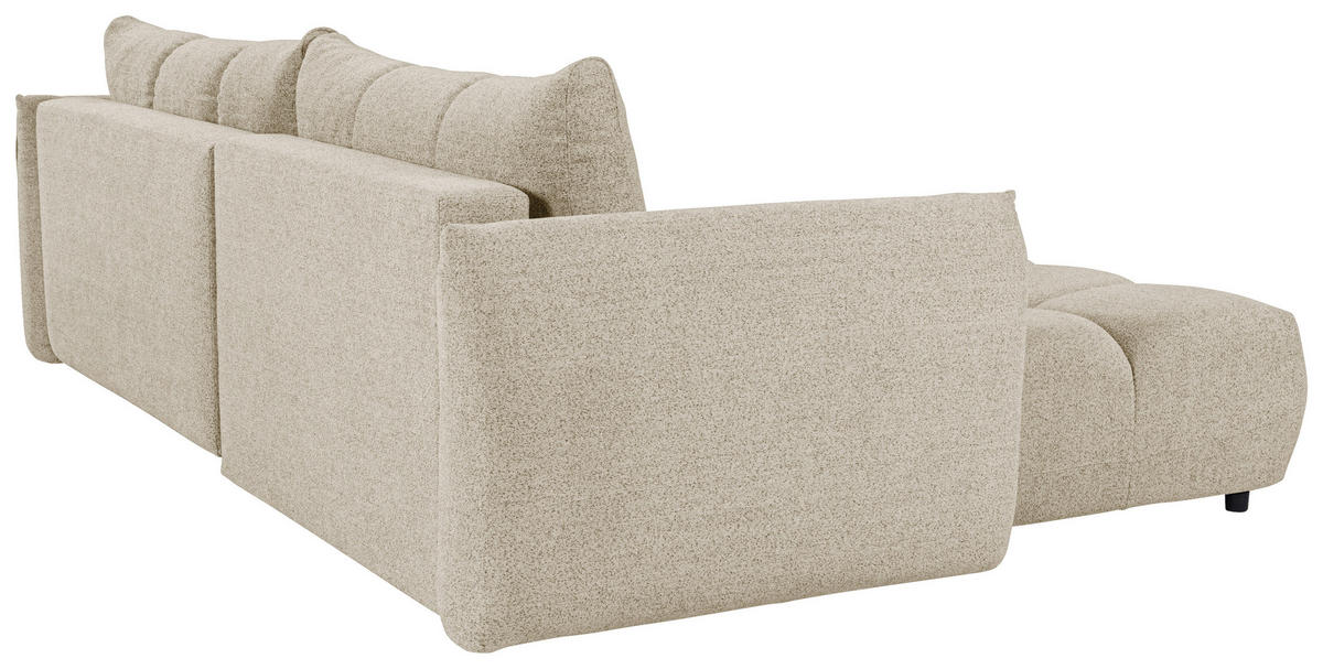 ECKSCHLAFSOFA Flachgewebe Cappuccino  inkl.  - Schwarz/Cappuccino, KONVENTIONELL, Kunststoff/Textil (273/188cm) - Livetastic