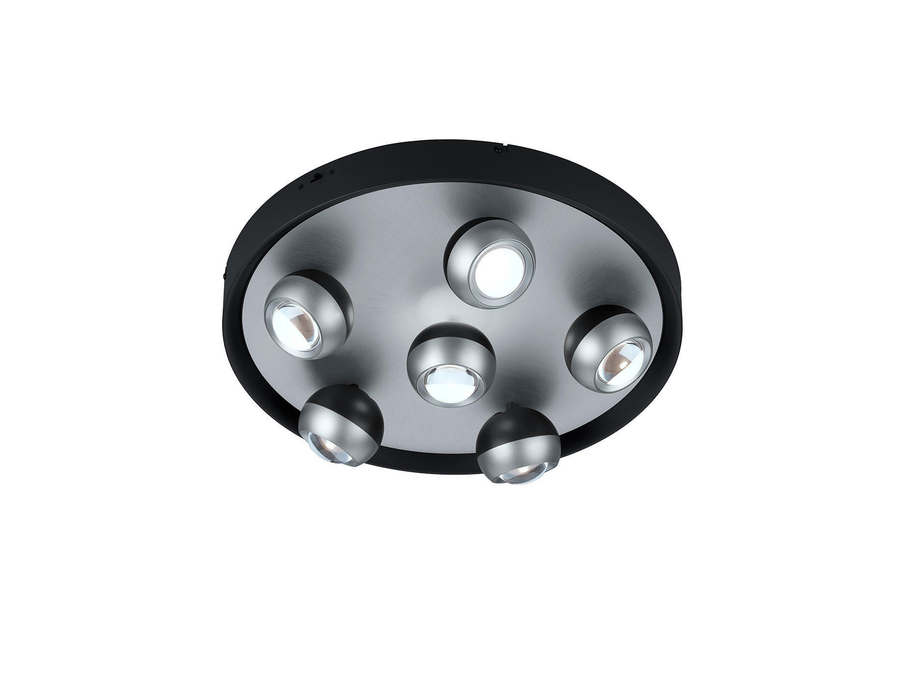Trio Leuchten Led-Deckenleuchte Orbit Select Schwarz, Nickel 13.5 cm